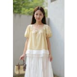 レース切替ティアードブラウス ドッキングトップス 体型カバー 二の腕カバー | Tannsu Dance | 詳細画像4 