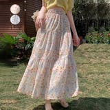 小花柄ティアードフレアロングスカート ウエストゴム 裏地付き | Tannsu Dance | 詳細画像1 