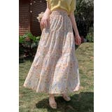 小花柄ティアードフレアロングスカート ウエストゴム 裏地付き | Tannsu Dance | 詳細画像2 