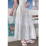 小花柄ティアードフレアロングスカート ウエストゴム 裏地付き | Tannsu Dance | 詳細画像12 