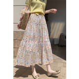 小花柄ティアードフレアロングスカート ウエストゴム 裏地付き | Tannsu Dance | 詳細画像7 