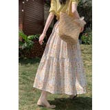 小花柄ティアードフレアロングスカート ウエストゴム 裏地付き | Tannsu Dance | 詳細画像8 