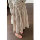 小花柄ティアードロングスカート マキシ丈 裏地付き ウエストゴム レディース | Tannsu Dance | 詳細画像3 