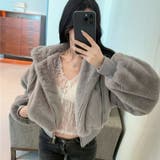 Light gray | ボアパーカー ショート丈 レディース | Tannsu Dance