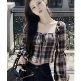 チェック柄 ブラウス スクエアネック | Tannsu Dance | 詳細画像5 