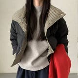 Black | チェック柄 中綿ジャケット レディース | Tannsu Dance