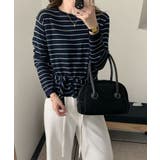 フード付き ボーダーニットプルオーバー レディース ショート丈 | Tannsu Dance | 詳細画像2 