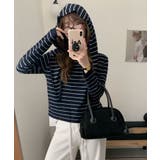 フード付き ボーダーニットプルオーバー レディース ショート丈 | Tannsu Dance | 詳細画像4 