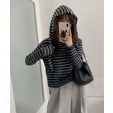 フード付き ボーダーニットプルオーバー レディース ショート丈 | Tannsu Dance | 詳細画像7 