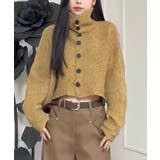 ハイネック リブ編みショートカーディガンニット レディース 前ボタン | Tannsu Dance | 詳細画像3 