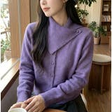 アシンメトリーカラー ニットカーディガン レディース | Tannsu Dance | 詳細画像1 