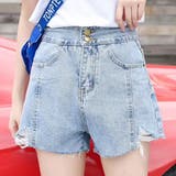 ライトブルー | デニムショートパンツ レディース ハイウエスト | teddyshop