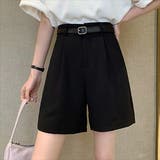 ブラック | ハイウエストショートパンツ レディース 韓国ファッション | teddyshop