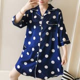 ネイビー×ドット | パジャマ ワンピース 半袖 | teddyshop