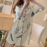 ベージュ×フラワー | パジャマ ワンピース 半袖 | teddyshop