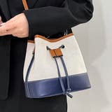 ベージュ×ネイビー | ショルダーバッグ ミニバッグ 巾着 | teddyshop