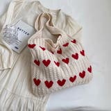 アイボリー | トートバッグ ハート ニット生地 | teddyshop