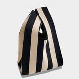 A:ストライプ×ベージュ | ニット トートバッグ 小さめ | teddyshop