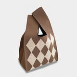 B:ダイヤ×ブラウン | ニット トートバッグ 小さめ | teddyshop
