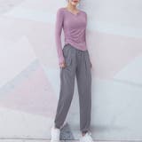 ライラック×グレー | フィットネス レディース 長袖 | teddyshop