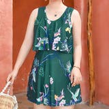 D：グリーン×花鳥 | 水着体型カバー ワンピース オールインワン | teddyshop