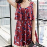 B：レッド | 水着体型カバー ワンピース オールインワン | teddyshop