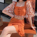 C:オレンジ | 水着体型カバー 半袖 ハイウエスト | teddyshop