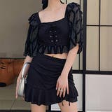 A:ブラック | 水着体型カバー 半袖 ハイウエスト | teddyshop