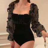 ブラック | 水着体型カバー 長袖 オールインワン | teddyshop