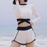 ホワイト | フィットネス水着 水着体型カバー クロップド丈 | teddyshop