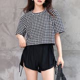 千鳥格子×ブラック | 水着体型カバー ママ水着 セパレート | teddyshop