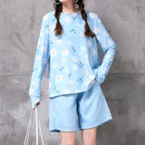 フラワー×ライトブルー | 水着体型カバー タンキニ ノンワイヤー | teddyshop