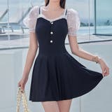 ブラック | 水着体型カバー ワンピース フリル | teddyshop