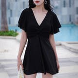 ブラック | 水着体型カバー ワンピース オールインワン | teddyshop