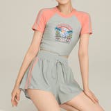 グレー×サーモンピンク | 水着体型カバー レディース スポーティ | teddyshop