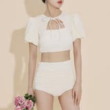 ホワイト | 水着体型カバー ビキニ ハイウエスト | teddyshop