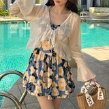 ブルー×イエロー | 水着体型カバー ワンピース プラスサイズ | teddyshop