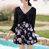 ブラック×フラワー | 水着体型カバー ワンピース 花柄 | teddyshop