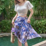 ホワイト×ブルー | 水着 体型カバー レディース | teddyshop