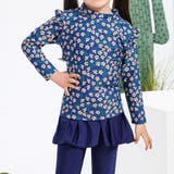 ブルー×フラワー | 水着 キッズ スカート付き | Kids Teddy