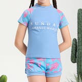 ブルー×ピンク | キッズ水着 半袖 ラッシュガード | Kids Teddy