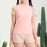 ピンク×パステル | キッズ水着 半袖 ラッシュガード | Kids Teddy