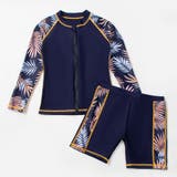 ネイビー×パームリーフ | キッズ 水着 男の子 | Kids Teddy