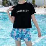 ブラック×ボタニカル | キッズ 水着 女の子 | Kids Teddy