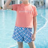 ピンク×オレンジチェック | キッズ 水着 女の子 | Kids Teddy