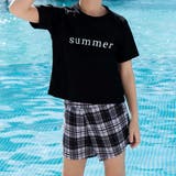 ブラック×ブラックチェック | キッズ 水着 女の子 | Kids Teddy