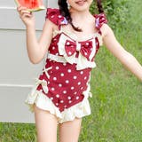 レッド×アイボリー | キッズ ワンピース水着 レトロガーリー | Kids Teddy