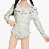 ライトグレー×ボタニカル | キッズ オールインワン 水着 | Kids Teddy