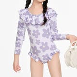 ラベンダー×フラワー | キッズ オールインワン 水着 | Kids Teddy