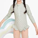 グリーン×チェック | キッズ オールインワン 水着 | Kids Teddy